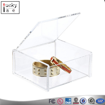 Acrylic square hinged-Lid box used in jewelry display /storage bracelet case