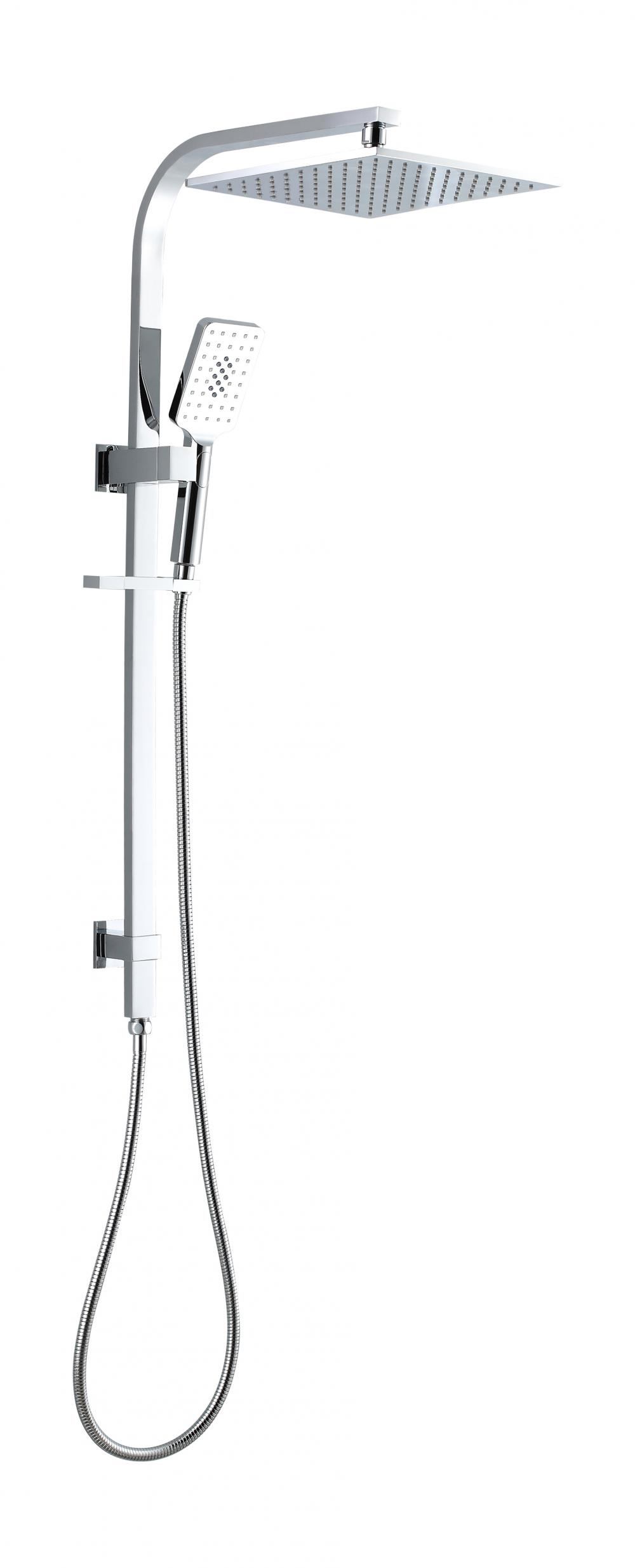 Chrome Exposed Bathroom Rainfall Shower Faucet System