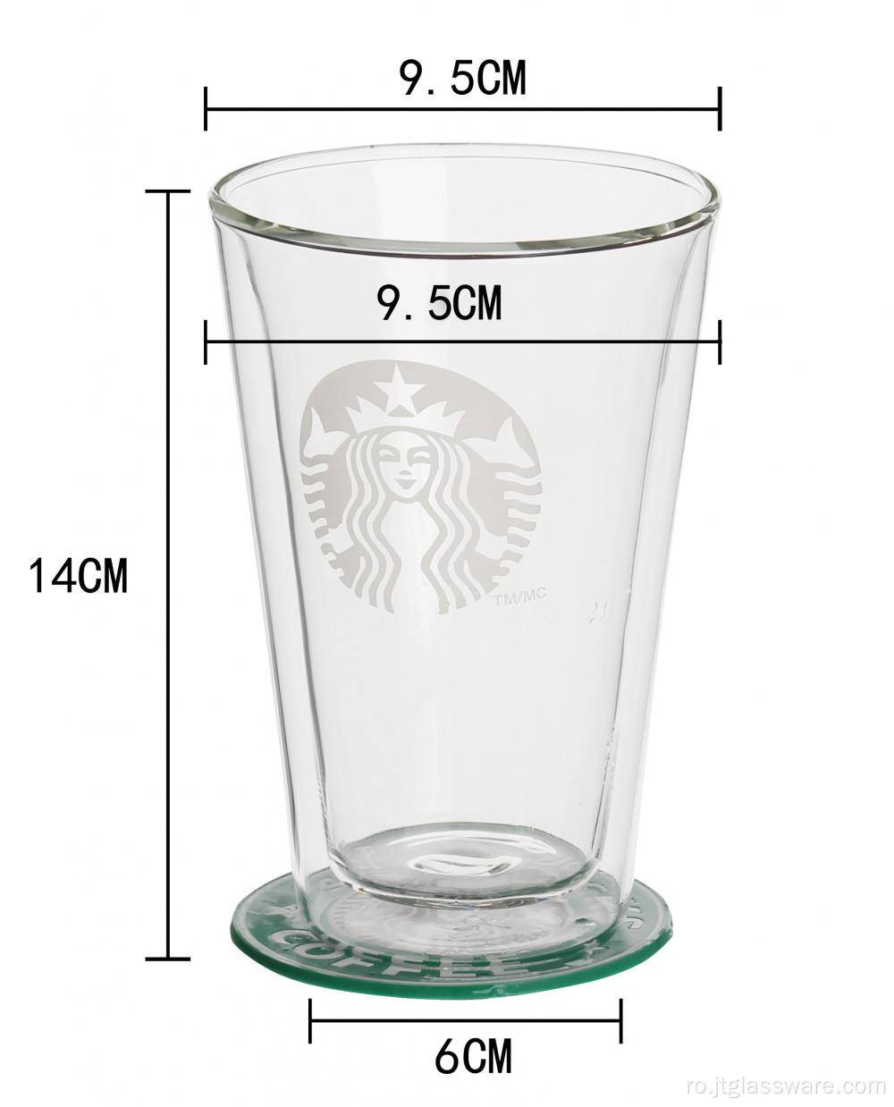 Cupă din sticlă cu perete dublu, suflată în gură