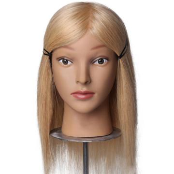 Golden blonde 100% human hair training doll head