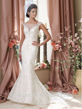 white scoop neck lace mermaid cheap prom dress stores