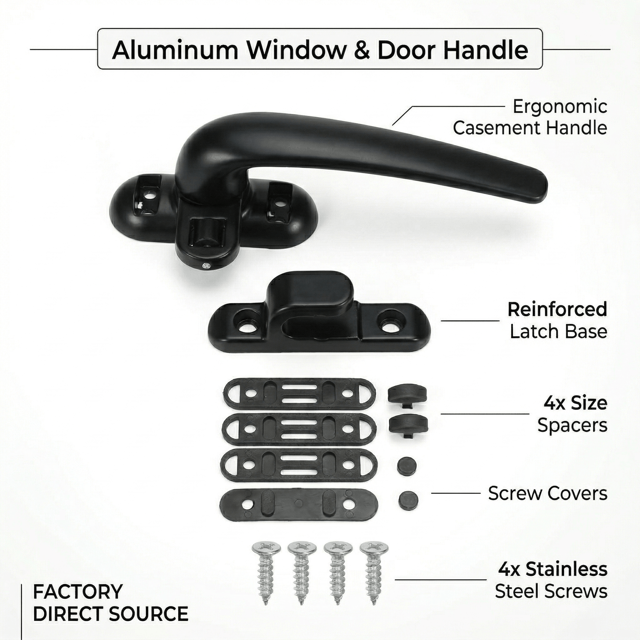 تشكيلة عالية الجودة من أجهزة الأبواب والنوافذ المصنوعة من الألومنيوم بما في ذلك الأقفال متعددة النقاط وإقامات الاحتكاك