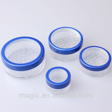 Hotsale clear window cap loose powder jar; loose powder sifter jar