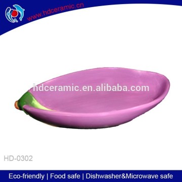 wholesale ceramic vegetable dish ,beautiful eggplant shape fruit dish,decorative salad dish