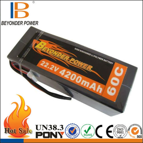 Hard case 3500mah rc lipo battery 22.2V 4200mAh 60C 8045135 rc car battery pack, factory wholesale rechargeable rc lipo battery