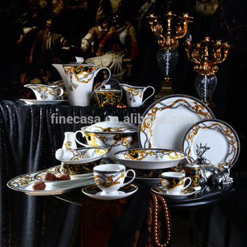 124 Pieces Luxury Fine Bone China dinnerware sets european