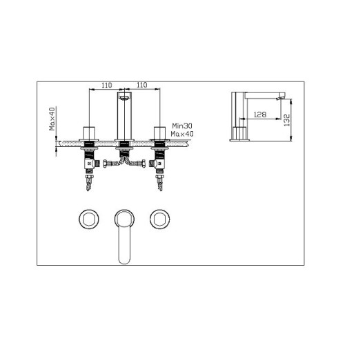 Mezclador de lavabo con doble asa para baño