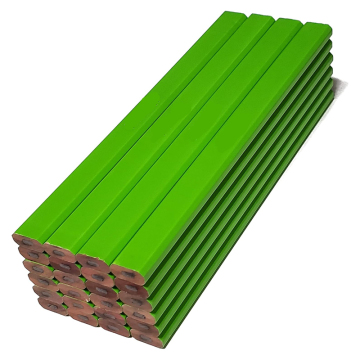 Custom Logo Octagonal Flat Black Carpenter Pencil - Green Construction Pencil