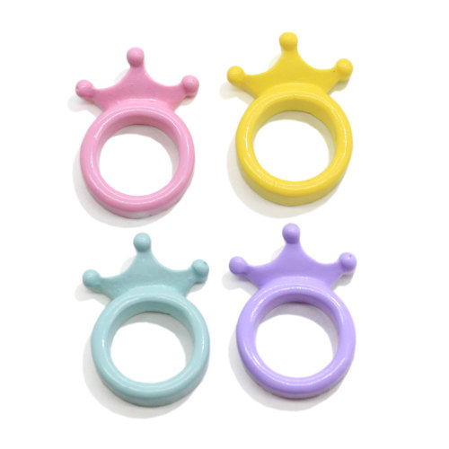 Φτηνές Kawaii Resin Princess Crown Ring Flat Back Cabochon Artificial DIY Craft Girls Party Ornament Dollhouse Toys