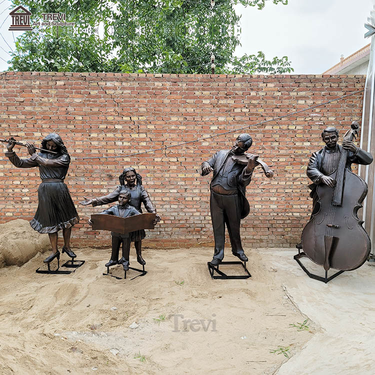 Outdoor Life Size Music Family Musician Group Figure Bronze Statue Sculptures