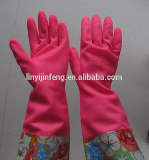 long fabric cuff gloves latex cleaning household gloves with CE