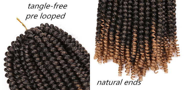 Wholesale Price Synthetic Braiding Hair Ombre  Color Women Spring Twist Crochet Braid Hair Extension 8 inch Spring Twist Hair