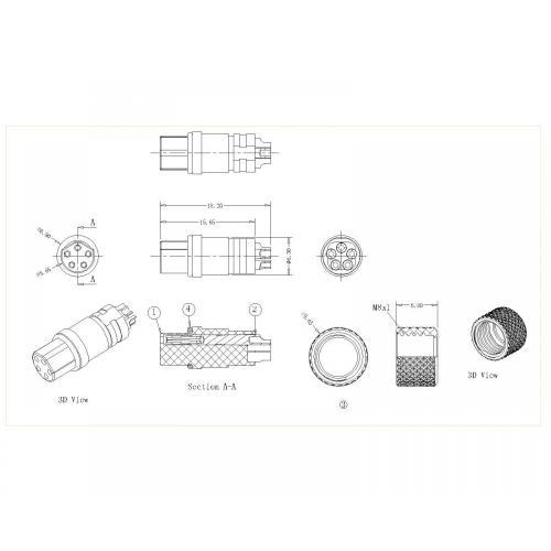 M8-XP-F-157-0 M8 2 ~ 5P महिला B कोड वायर साइड