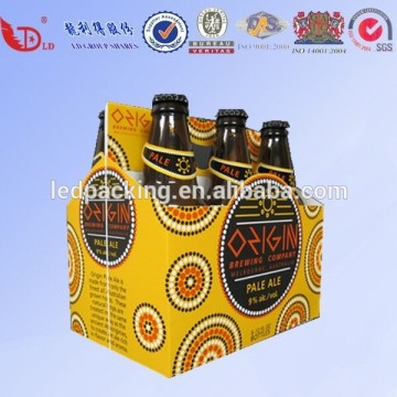 Custom printing Corrugated beer bottle six pack carton beer box with handle