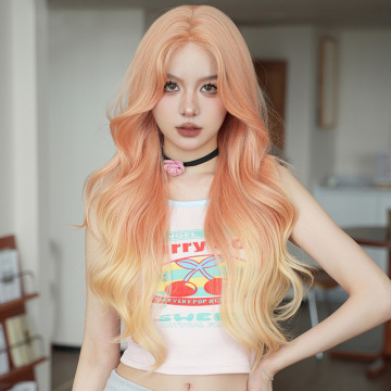 Korean Style Gradient Orange Middle Part Synthetic U Part Lace Wig
