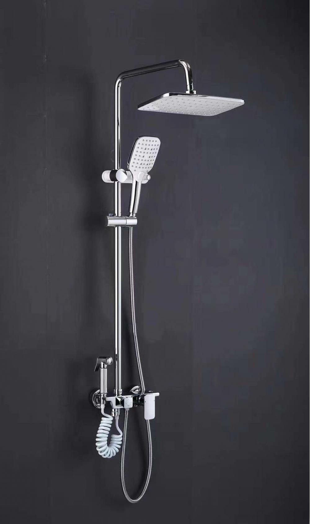 Wall Mounted Modern Design Bathroom Bath Rainfall Shower Mixer Set with bidet sprayer