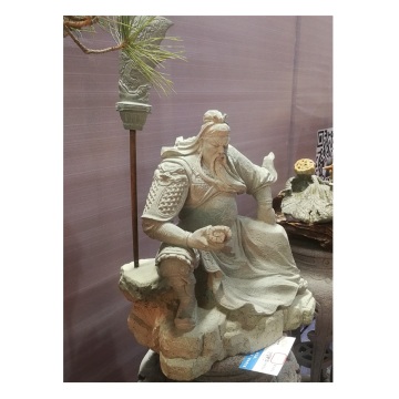Customized Kwan Kong Statue: Sitting Guan Gong Buddha Stone Sculpture for Sale