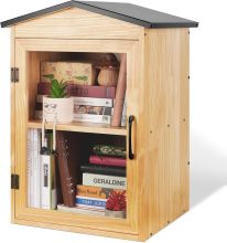 Custom Wooden Indoor/Outdoor Double Freestanding Small Library Boxes with Bookshelves for Community and School Book Sharing