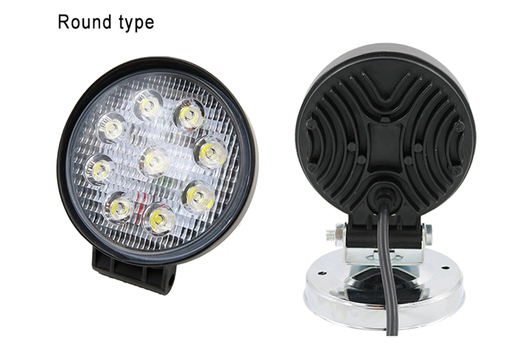 Factory Price 4inch 27W 9chips LED Work Light Square Round LED Spotlight Lamp for Tractor Jeep SUV