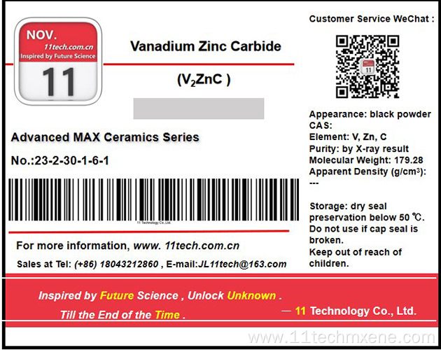 Superfine Excess aluminum MAX V2ZnC Powder