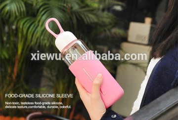 Various Clear Glass Drinking Water Bottle With Silicone Sleeve
