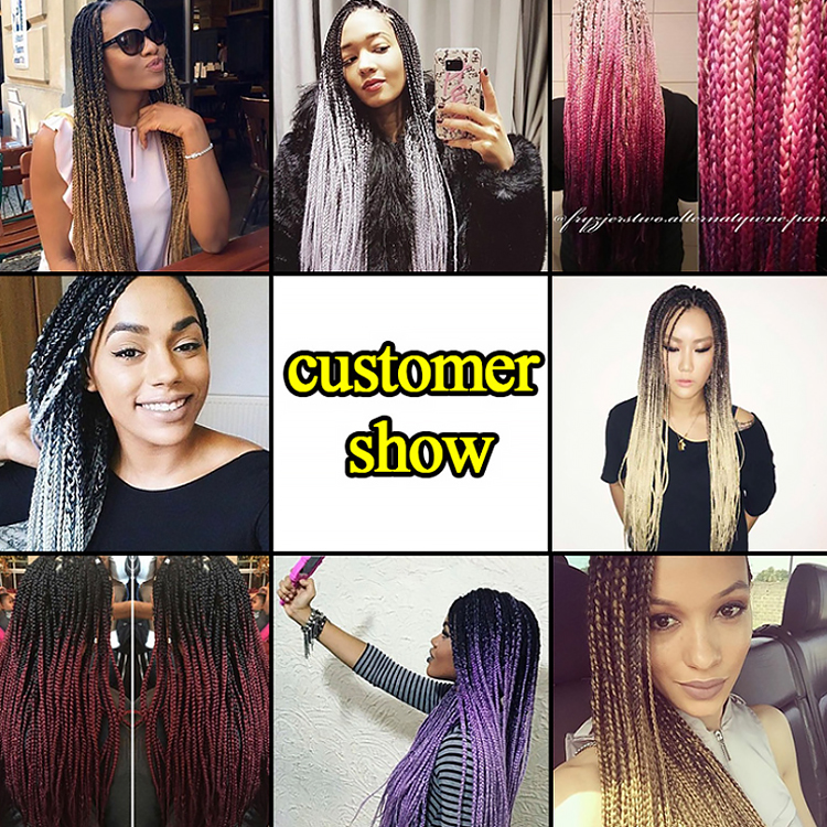 Julianna 24inch Rainbow Rope Ponytail Braids Synthetic Ombre Box Braiding hair Accessories Rubber Band Hair Braids
