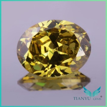 Cubic zirconia jewelry bulk oval shape yellow peridot color korean cubic zirconia jewelry