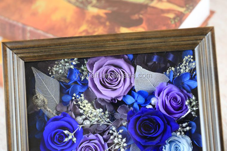 Christmas Valentines day gift flowers frame box preserved fresh flower photo frame gift wooden box