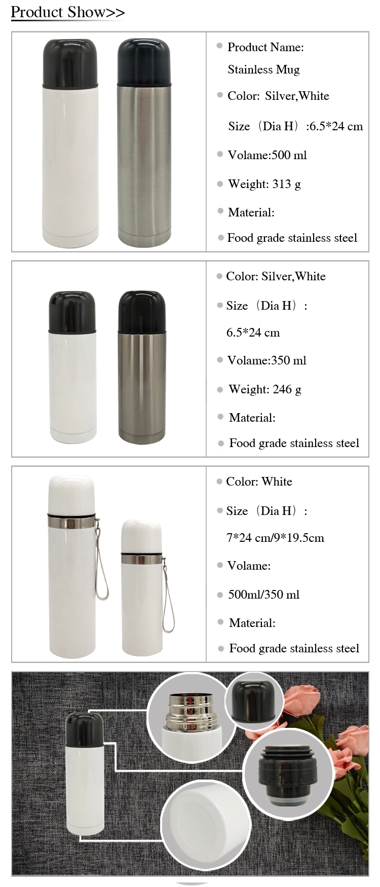 Hot Sale stainless steel travel thermos mug vacuum cup