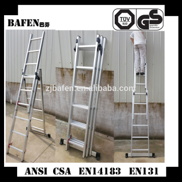 secure D type 3 section 5.1meter aluminum extension ladder telescopic ladder