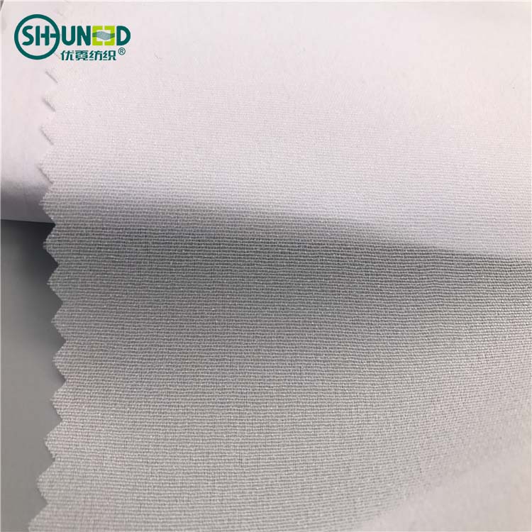 Chinese manufacturer best selling cheap 100% polyester double dot pa coating fusing fabric plain weaving woven interlining