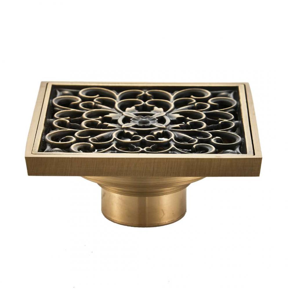 Drain de sol déodorant en laiton de couleur cuivre antique 10cm rétro carré de salle de bain