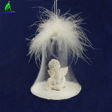 Christmas ball ornament with resin angel wings