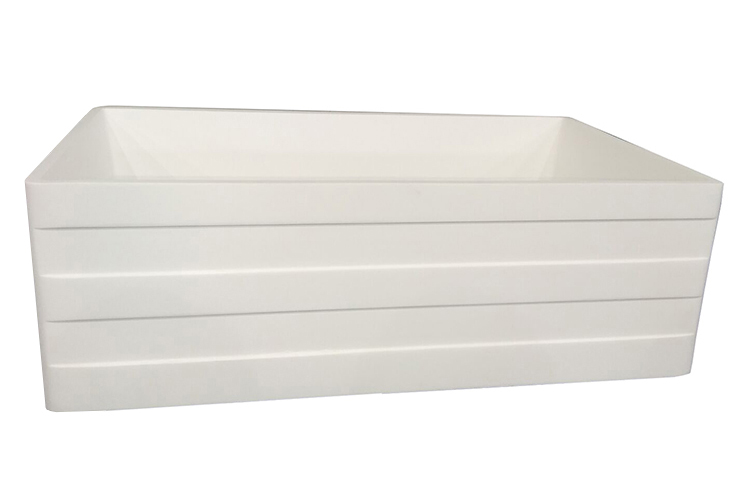 Popular design big size white solid surface kitchen sink