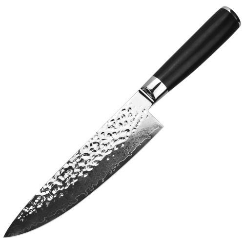 Couteau de chef à lame fixe en acier damas