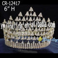 Tiaras de diamantes de imitación de 6 pulgadas redondas de oro