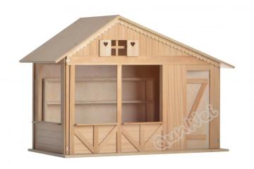 Wooden dollhouse room box in barewood for DIY