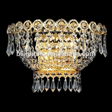 Gold cheap crystal lamps wall mounted