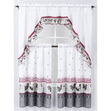 3 Piece Printed Microfiber Swag Kitchen Curtain Set