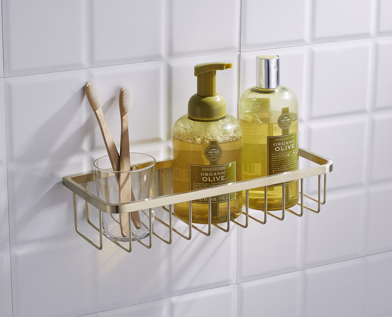Polished Gold Wall Mounted Shower Organizer