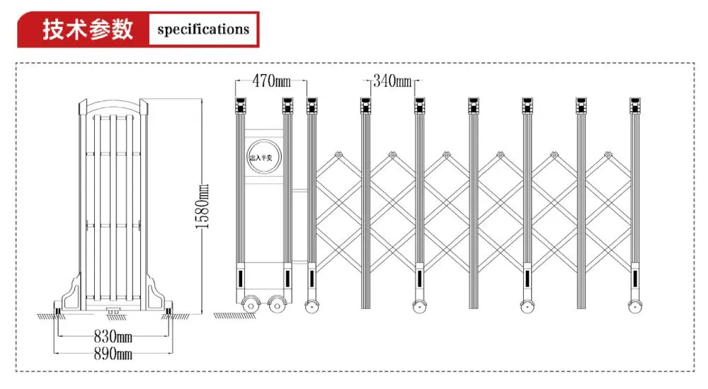 Roman Pillar Motorized Sliding Gate Automatic Retractable with Remote Control System