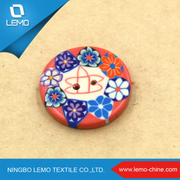 Children Two Holes Fancy Printed Wooden Buttons