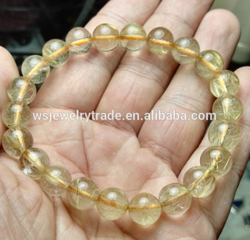 Hot Sale~~~8mm-10mm Beautiful Gold Hair Rutilated Quartz Elastic Bracelet