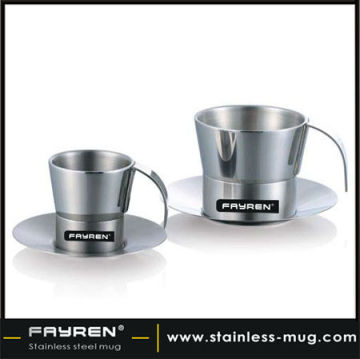 Stainless steel coffee cups & plates set
