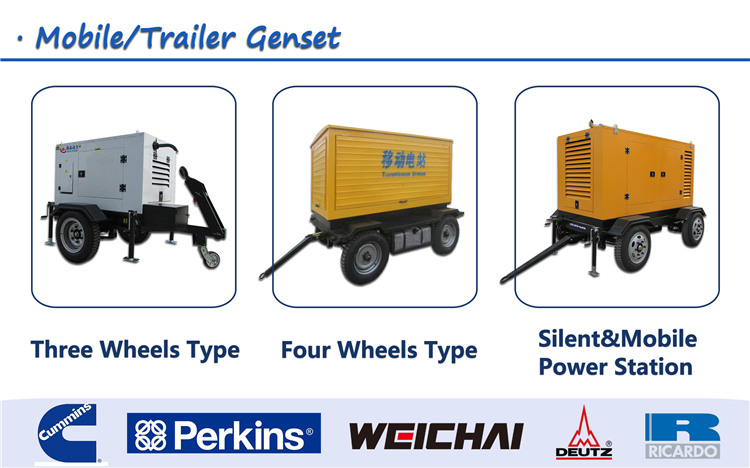 30kw 50kw 80kw 100kw mobile trailer silent type diesel generator set