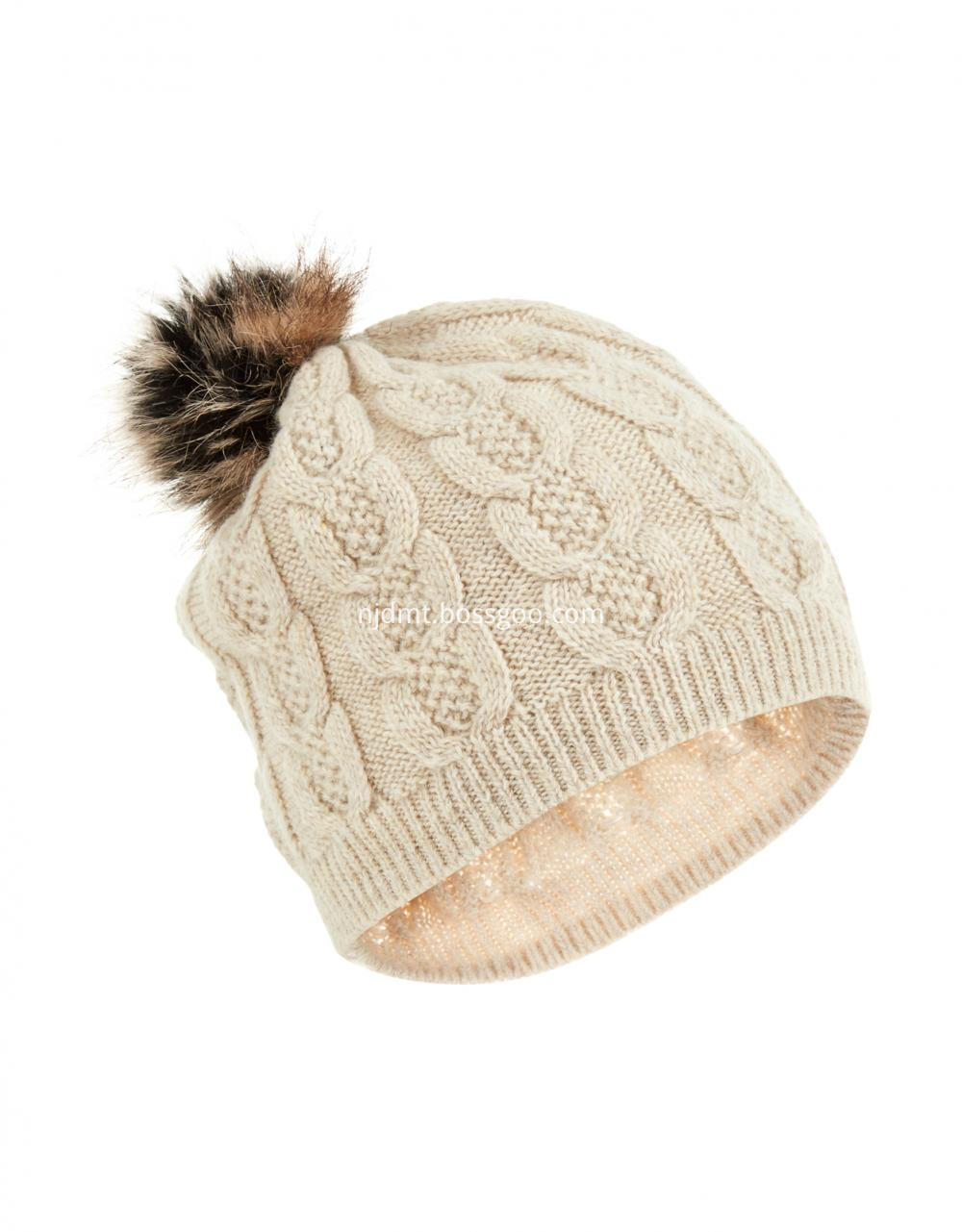 Kensington Cable Fur Pom Beanie Hat