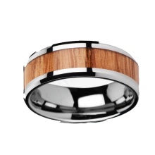 8mm Tungsten Carbide and Koa Wood Ring - Personalized Factory Price