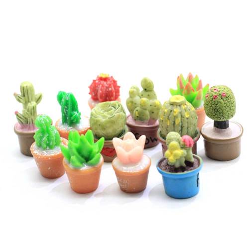 Assortimento casuale misto design flatback resina cactus cabochon kawaii mini cactus succulente pianta in vaso fata giardino decor