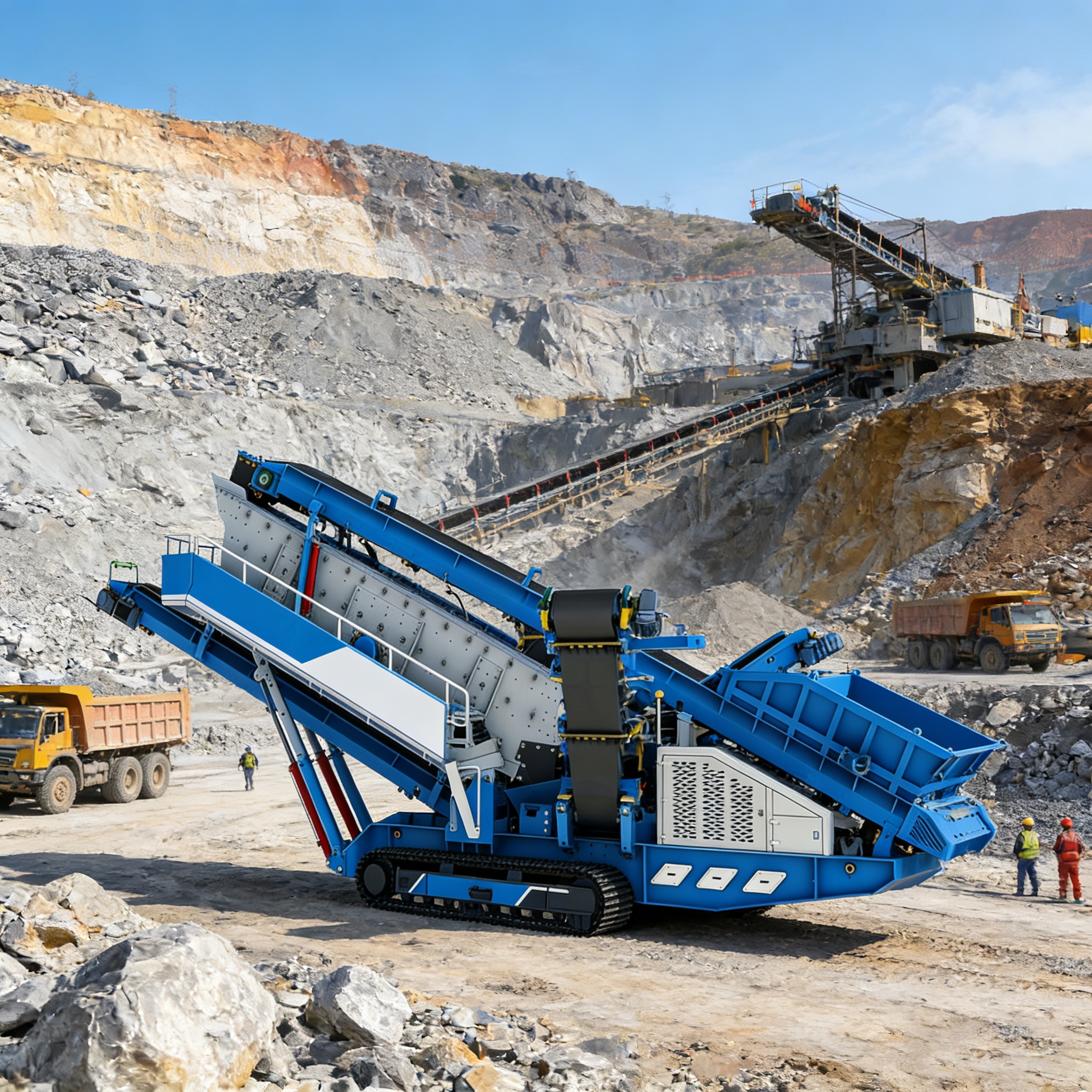 Stasiun Pemeriksaan yang Dipasang di Perayap Crawler Mounted Screening Station