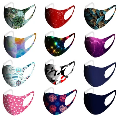 Wholsale Custom Print Fashion Washable Face Mask Cloth Polyester Cotton Ski Sublimation Face Mask Protective Face Mask